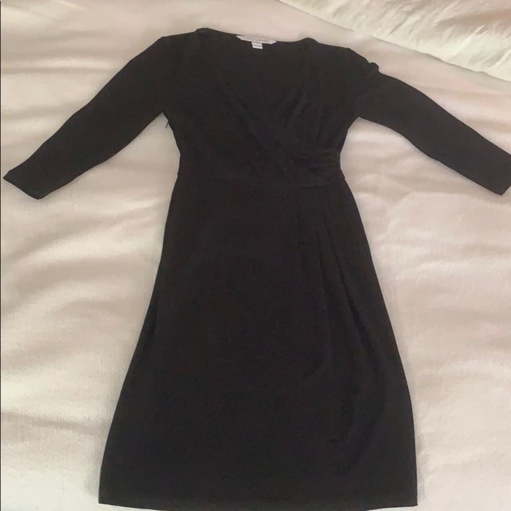 Diane Von Furstenberg Black Mock-Wrap Dress